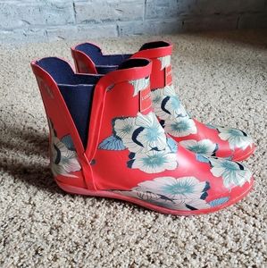 London Fog Floral Rain Booties